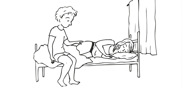 Jongen en meisje in bed